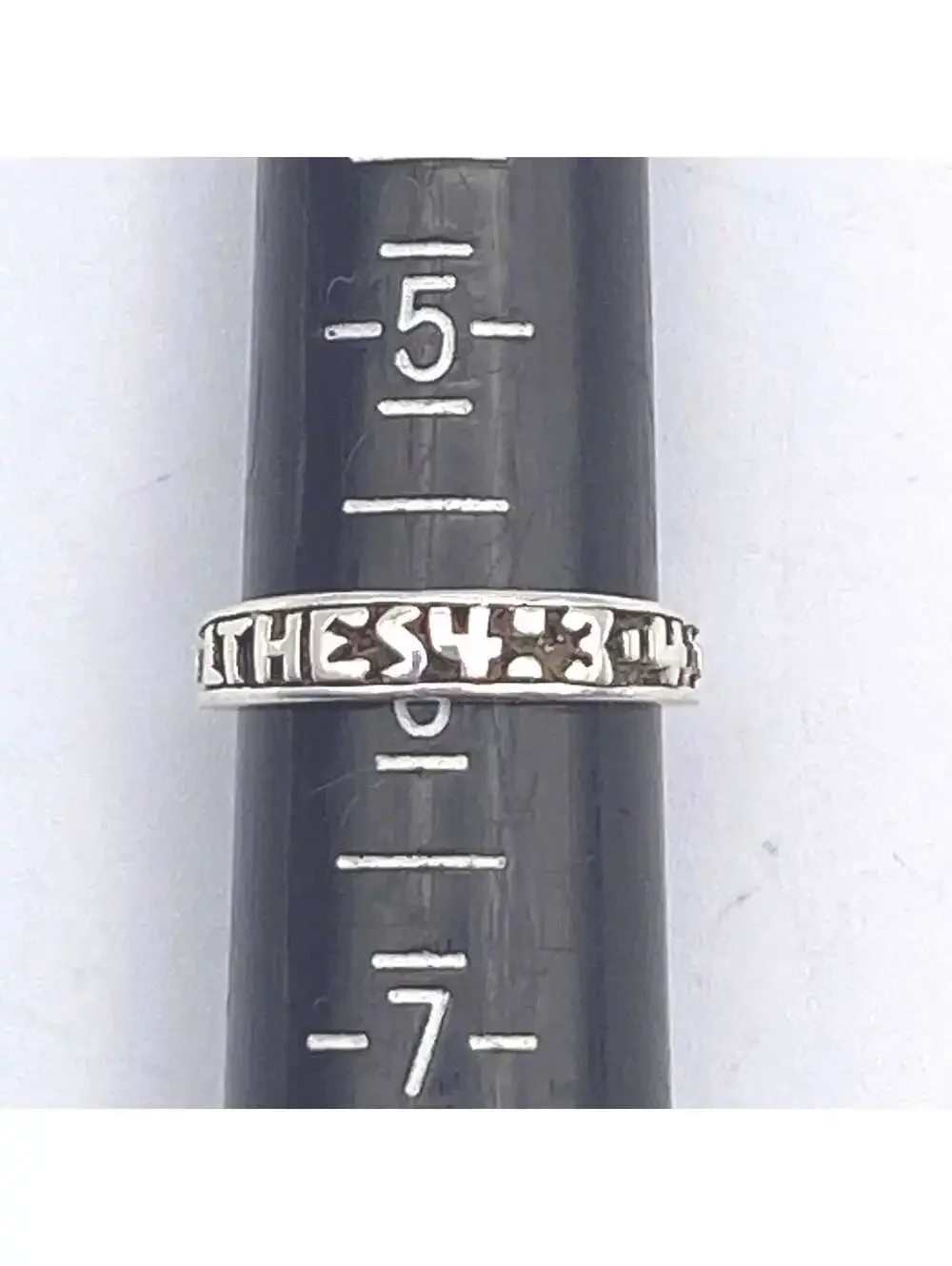 Vintage Sterling Silver Embossed Promise Ring, Biblical Verse, Size 6.